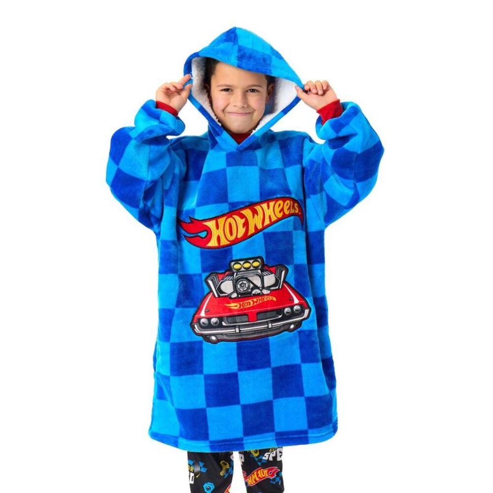 Hot Wheels Boys Car Pocket Blanket Hoodie / Blue